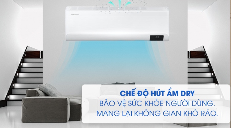 Máy lạnh Samsung Wind-Free Inverter 1 HP AR10TYAACWKNSV-Giữ căn phòng khô ráo, thoáng đãng với chế độ hút ẩm