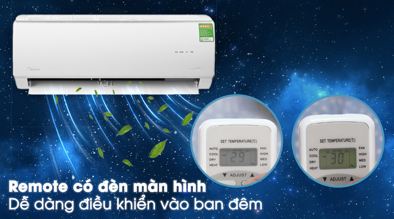 Máy lạnh Midea Inverter 1 HP MSAFA-10CRDN8 - Remote có đèn màn hình