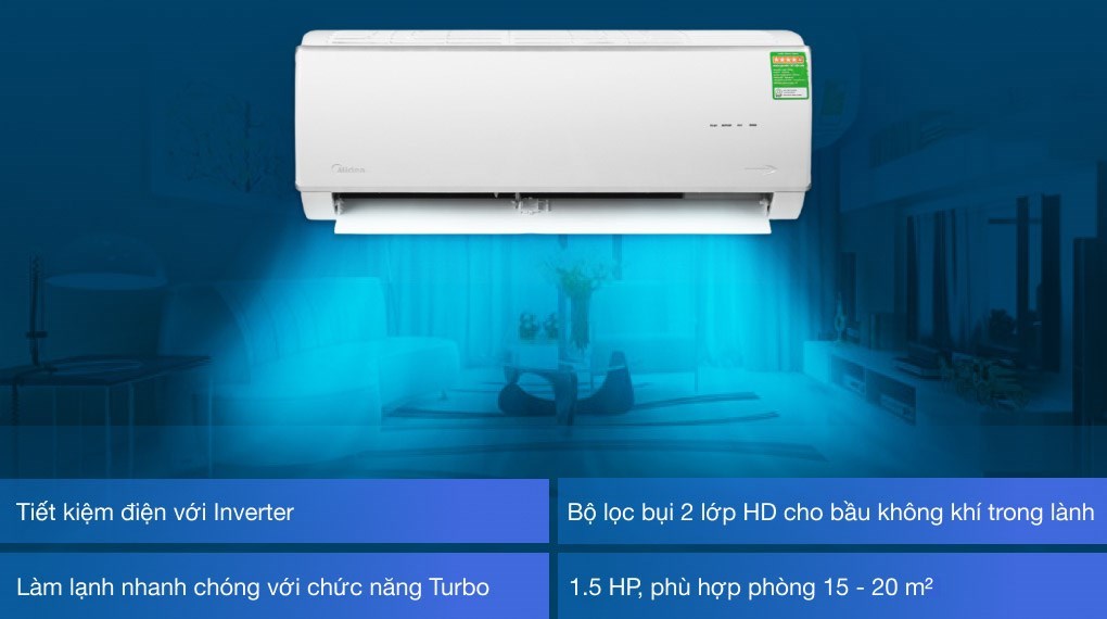 Máy lạnh Midea Inverter 1.5 HP MSAFA-13CRDN8