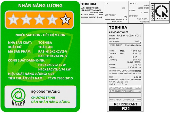 Máy lạnh Toshiba Inverter 1 HP RAS-H10X2KCVG-V Màu Trắng
