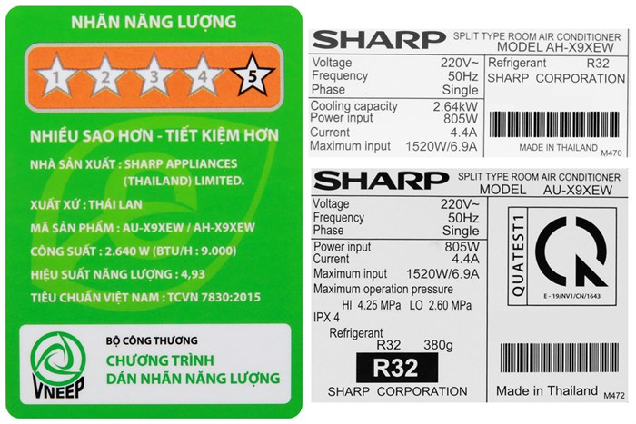 Máy lạnh Sharp Inverter 1 HP AH-X9XEW Màu Trắng