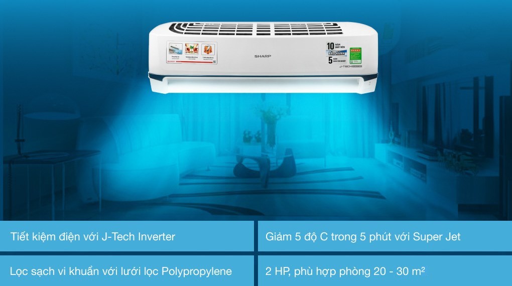 Máy lạnh Sharp Inverter 2 HP AH-X18XEW