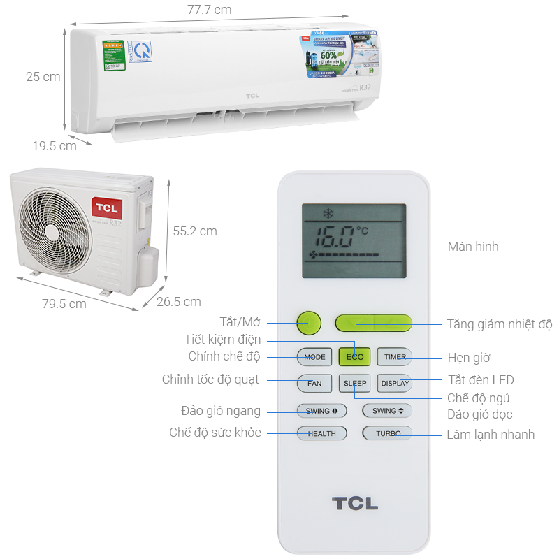 Máy lạnh TCL Inverter 1 HP TAC-10CSD/XA66