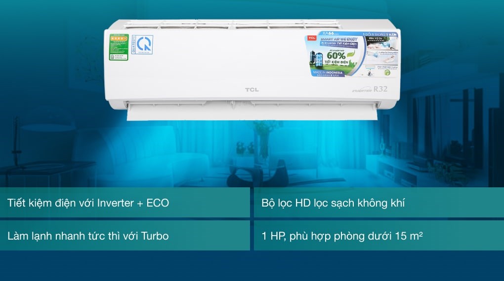 Máy lạnh TCL Inverter 1 HP TAC-10CSD/XA66, giá rẻ, chính hãng