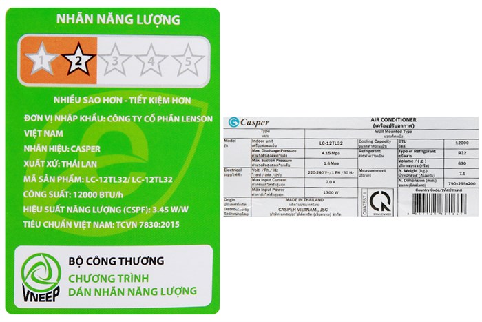 Máy lạnh Casper 1.5 HP LC-12TL32 Màu Trắng