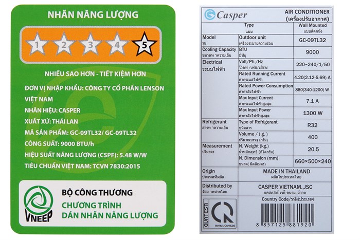 Máy lạnh Casper Inverter 1 HP GC-09TL32 Màu Trắng
