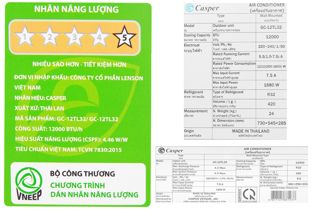 Điều hòa Casper Inverter 12000 BTU GC-12TL32 Màu Trắng