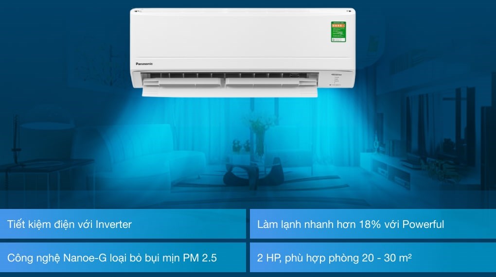 Máy lạnh Panasonic Inverter 2 HP CU/CS-PU18WKH-8M, giá rẻ, chính hãng