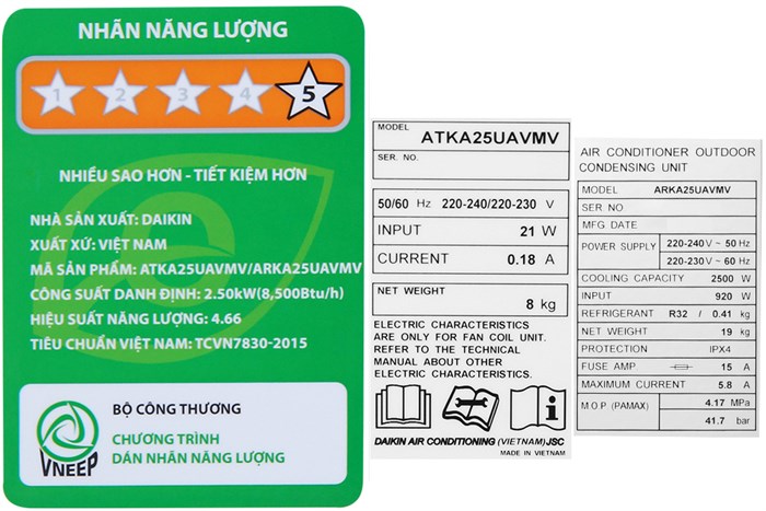 Máy lạnh Daikin Inverter 1 HP ATKA25UAVMV Màu Trắng