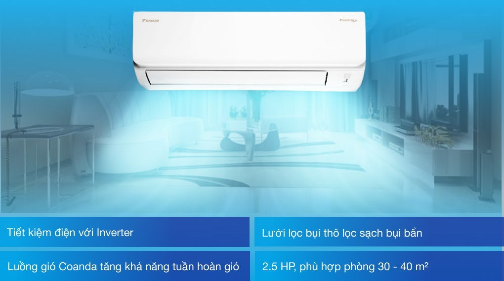 Máy lạnh Daikin Inverter 2.5 HP FTKA60UAVMV