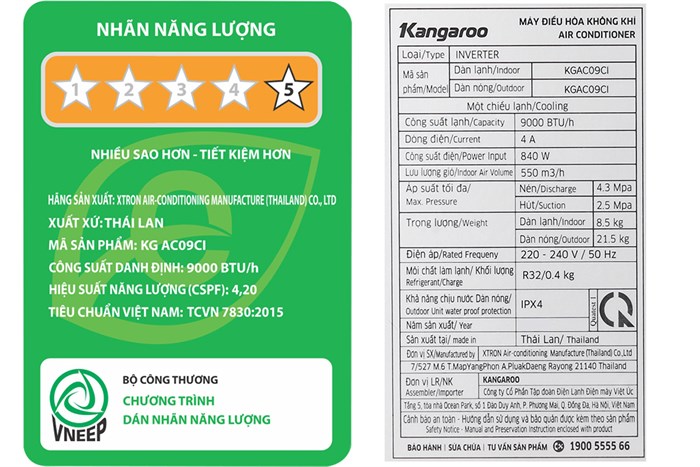 Máy lạnh Kangaroo Inverter 1 HP KGAC09CI Màu Trắng