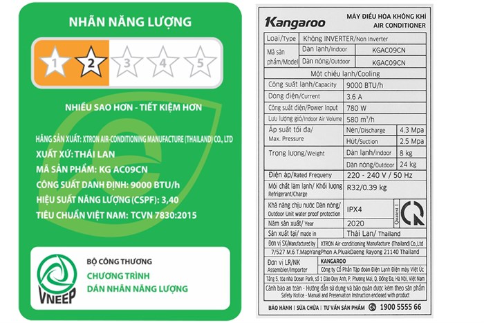 Máy lạnh Kangaroo 1 HP KGAC09CN Màu Trắng