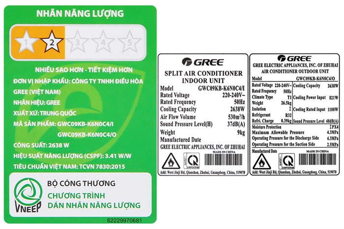 Máy lạnh Gree 1 HP GWC09KB-K6N0C4 Màu Trắng