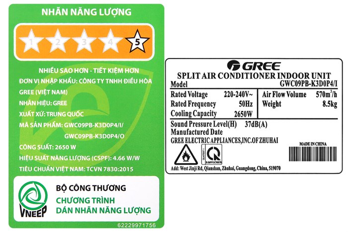 Máy lạnh Gree Inverter 1 HP GWC09PB-K3D0P4 Màu Trắng