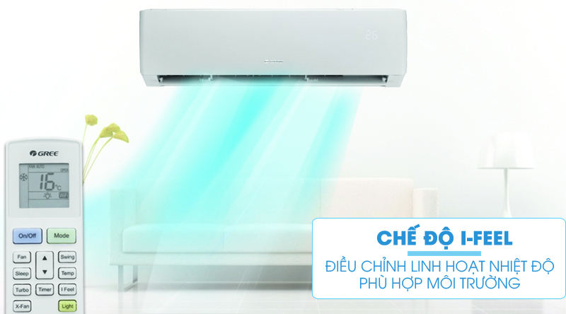 Máy lạnh Gree Inverter 1.5 HP GWC12PB-K3D0P4-Cảm nhận và tự động thay đổi nhiệt độ nhờ cảm biến I Feel
