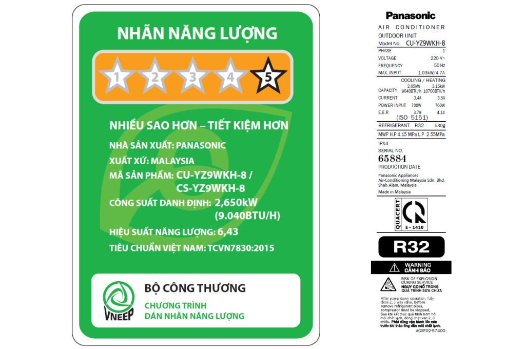 Máy lạnh 2 chiều Panasonic Inverter 1 HP CU/CS-YZ9WKH-8 Màu Trắng