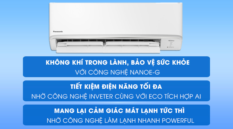 Máy lạnh 2 chiều Panasonic Inverter 1.5 HP CU/CS-YZ12WKH-8 - 12