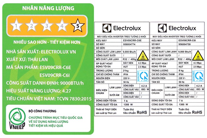 Máy lạnh Electrolux Inverter 1 HP ESV09CRR-C6 Màu Trắng