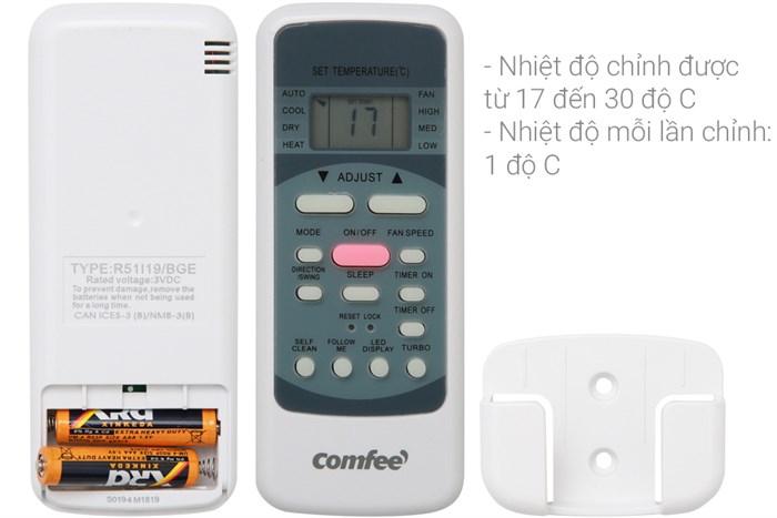 Điều hòa Comfee 9000 BTU SIRIUSA-9E Màu Trắng