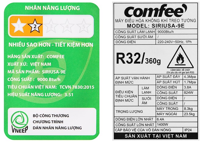 Điều hòa Comfee 9000 BTU SIRIUSA-9E Màu Trắng