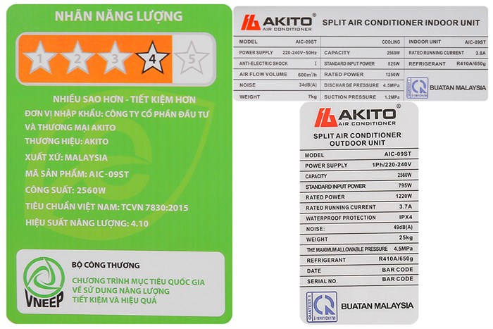 Máy lạnh Akito Inverter 1 HP AIC-09ST Màu Trắng