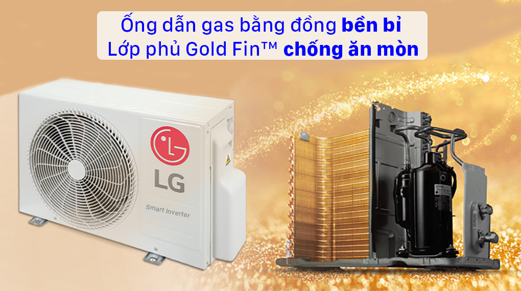 Dàn nóng Multi LG 2 HP A2UQ18GFD0 - Ống dẫn gas bằng đồng và dàn tản nhiệt mạ vàng Gold Fin™️