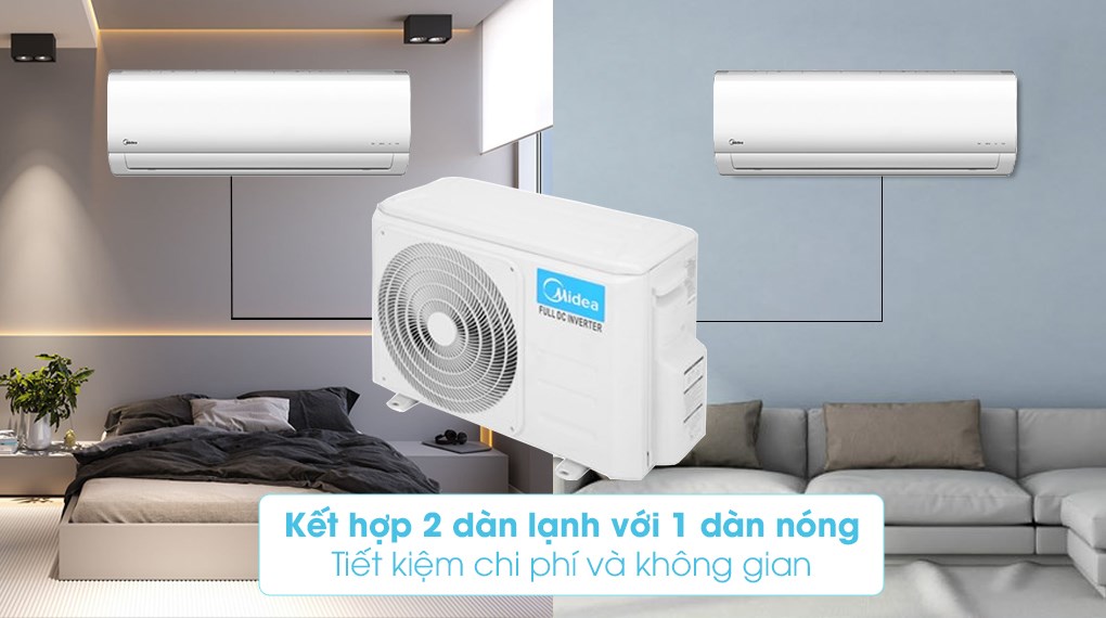 Bộ multi Midea 2 dàn lạnh 1 HP MSAFBU-09HRD và 1.5 HP MSAFBU-12HRD