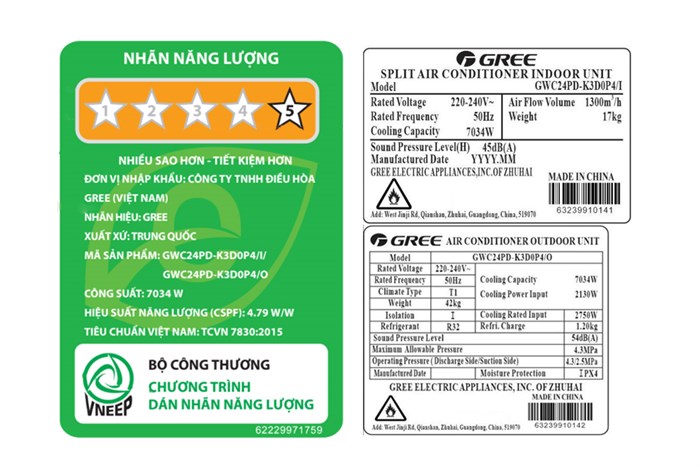 Máy lạnh Gree Inverter 2.5 HP GWC24PD-K3D0P4 Màu Trắng