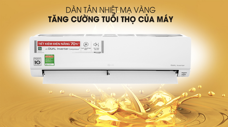 Điều hòa LG Inverter 9200 BTU V10API1 - dàn tản nhiệt mạ vàng