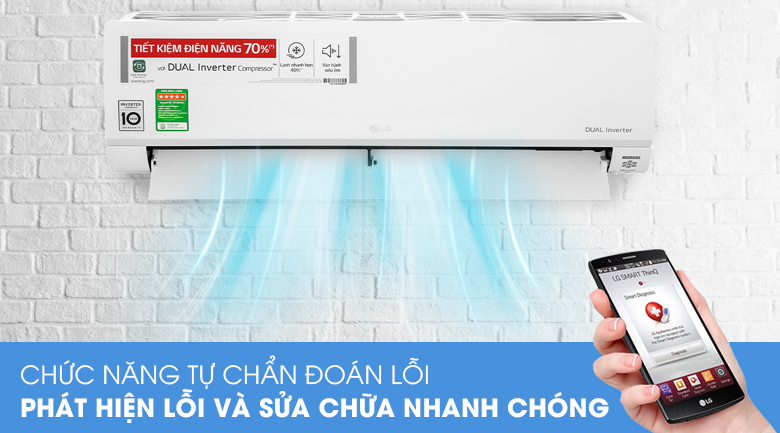 Điều hòa LG Inverter 12000 BTU V13API1 - Tự chẩn đoán lỗi