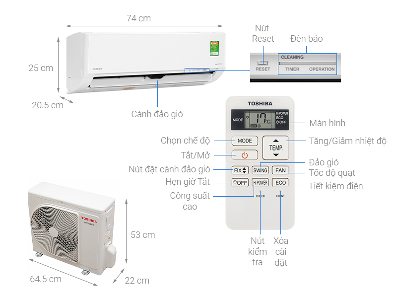 Máy lạnh Toshiba Inverter 1 HP RAS-H10L3KCVG-V