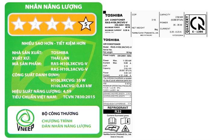 Máy lạnh Toshiba Inverter 1 HP RAS-H10L3KCVG-V Màu Trắng