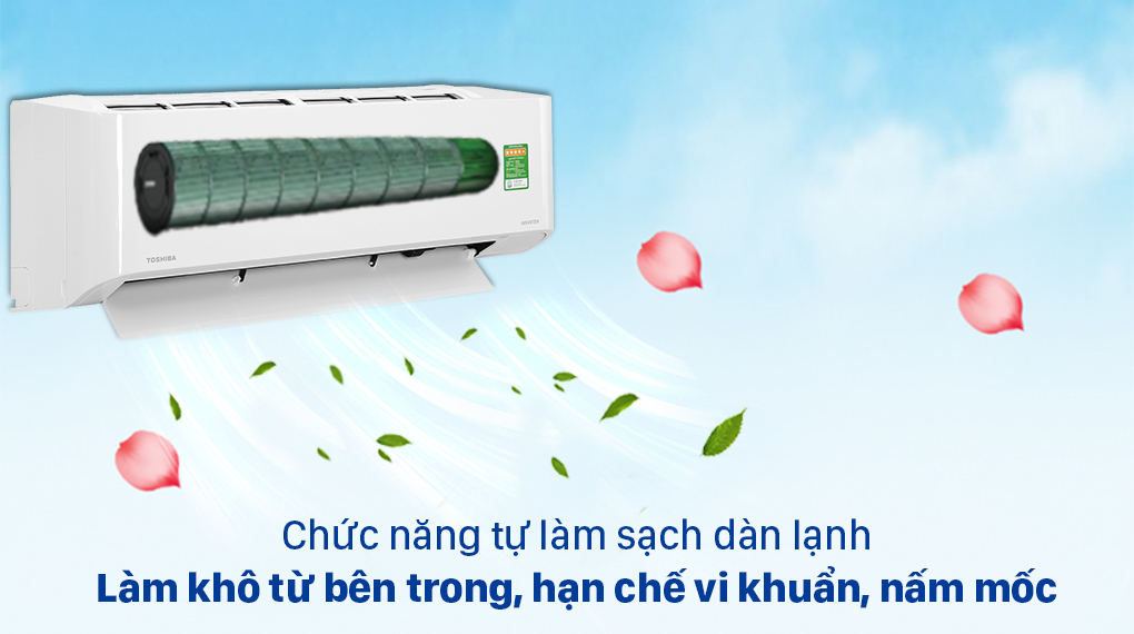 Máy lạnh Toshiba Inverter 1.5 HP RAS-H13L3KCVG-V-Loại bỏ mùi ẩm mốc, giúp máy bền bỉ với chức năng tự động làm sạch