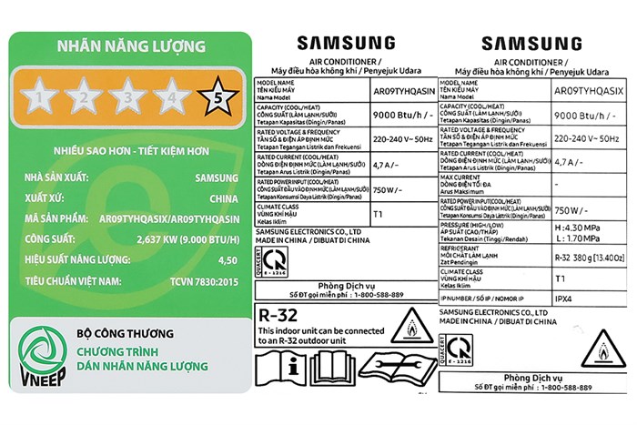 Máy lạnh Samsung Inverter 1 HP AR09TYHQASINSV Màu Trắng