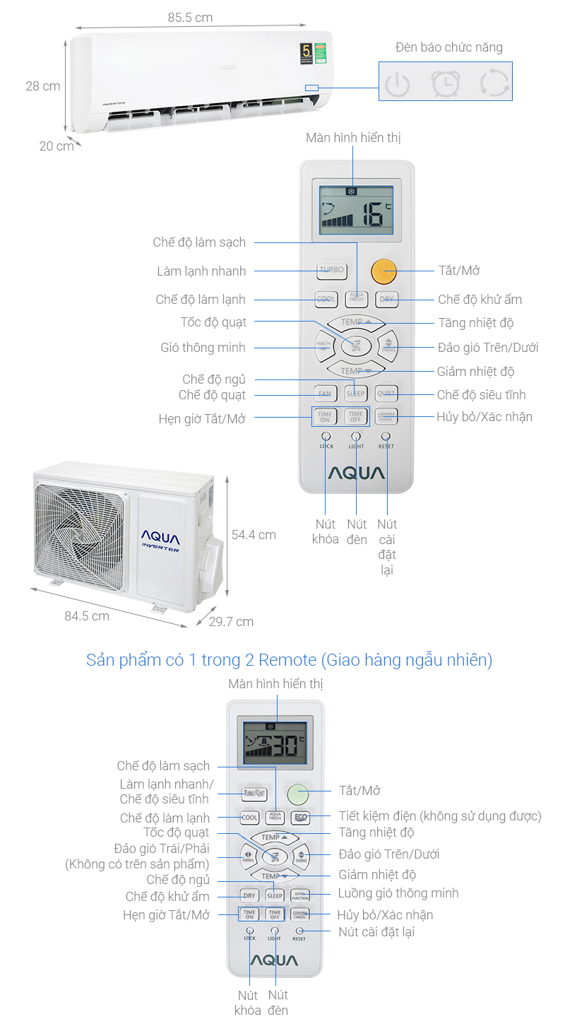 Máy lạnh Aqua Inverter 1HP AQA-KCRV10WNZA