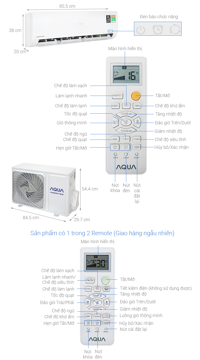 Máy lạnh Aqua Inverter 1.5 HP AQA-KCRV13WNZA