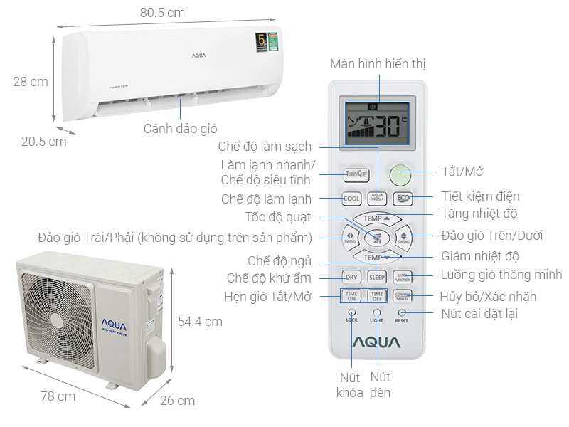 Máy lạnh Aqua Inverter 1 HP AQA-KCRV10TK
