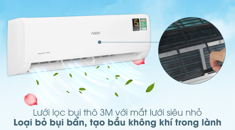 Máy lạnh Aqua Inverter 1 HP AQA-KCRV10TK - Lưới lọc 3M