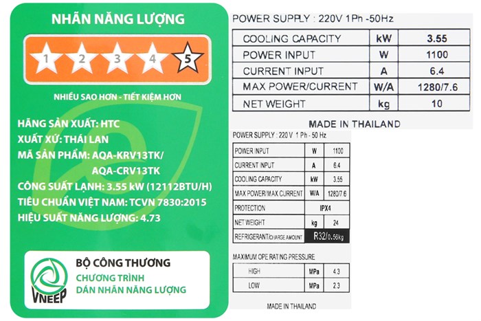 Máy lạnh Aqua Inverter 1.5 HP AQA-KCRV13TK Màu Trắng