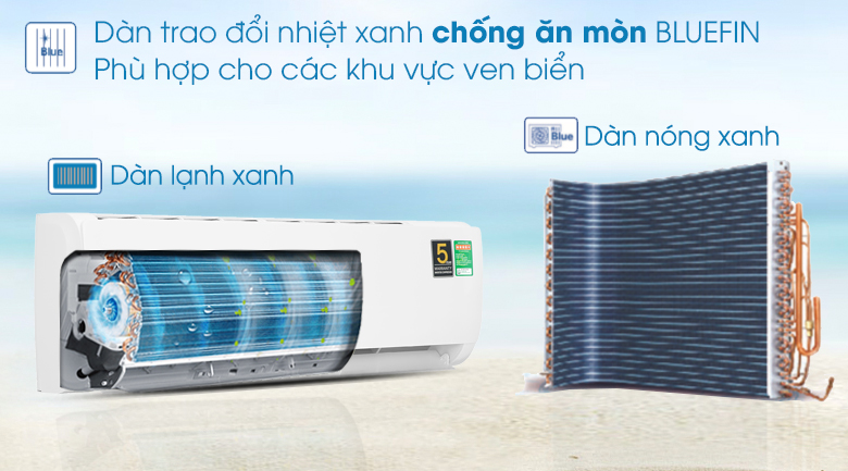 Máy lạnh Aqua Inverter 17400 BTU AQA-KCRV18TK - BlueFin chống ăn mòn