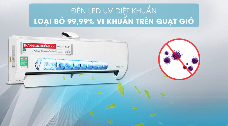 Máy lạnh LG Inverter 1 HP V10APF diệt khuẩn bằng tia UV