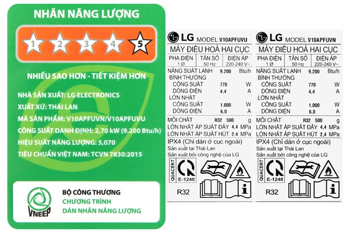 Máy lạnh LG Inverter 1 HP V10APFUV Màu Trắng