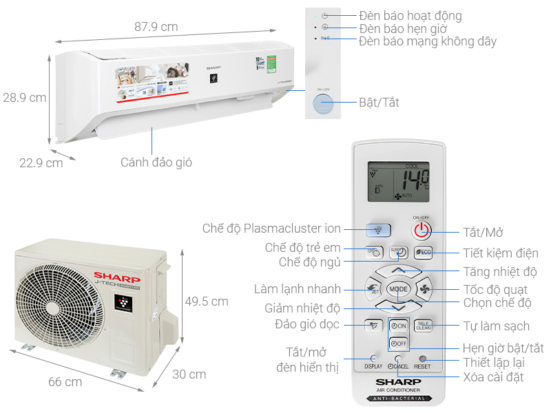 Máy lạnh Sharp Inverter 1 HP AH-XP10YMW