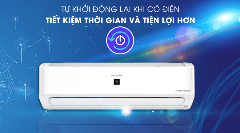 Máy lạnh Sharp Inverter 1 HP AH-XP10YMW - Tiết kiệm thời gian với tính năng tự khởi động lại khi có điện