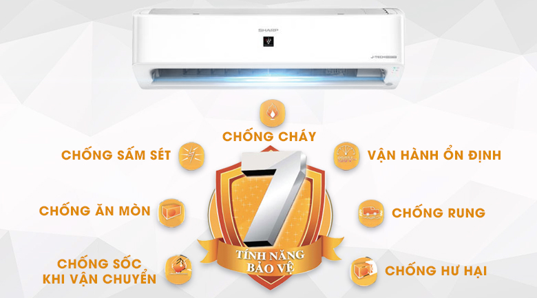 Máy lạnh Sharp Inverter 2 HP AH-XP18YMW - 7 tính năng bảo vệ