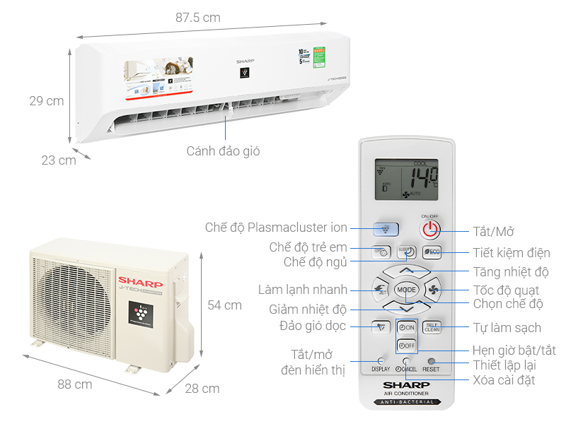 Máy lạnh Sharp Inverter 2 HP AH-XP18YMW