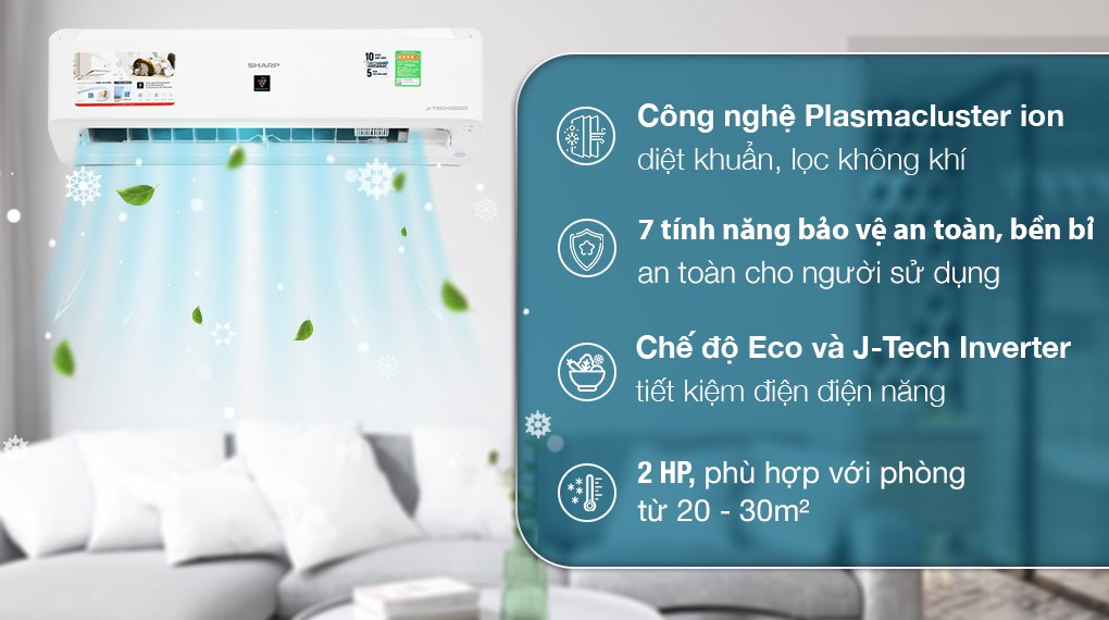 Máy lạnh Sharp Inverter 2 HP AH-XP18YMW