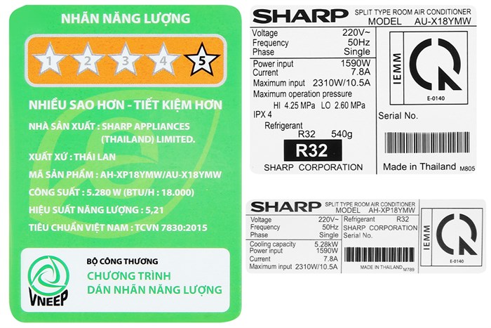 Máy lạnh Sharp Inverter 2 HP AH-XP18YMW