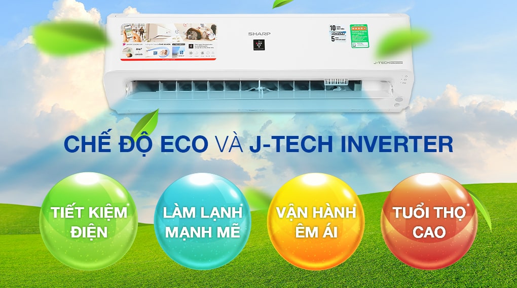 Máy lạnh Sharp Inverter 1 HP AH-XP10YHW - Công nghệ tiết kiệm điện