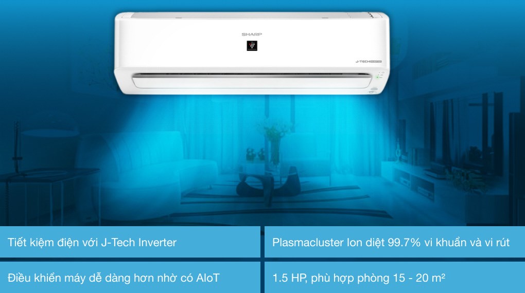 Máy lạnh Sharp Inverter 1.5 HP AH-XP13YHW